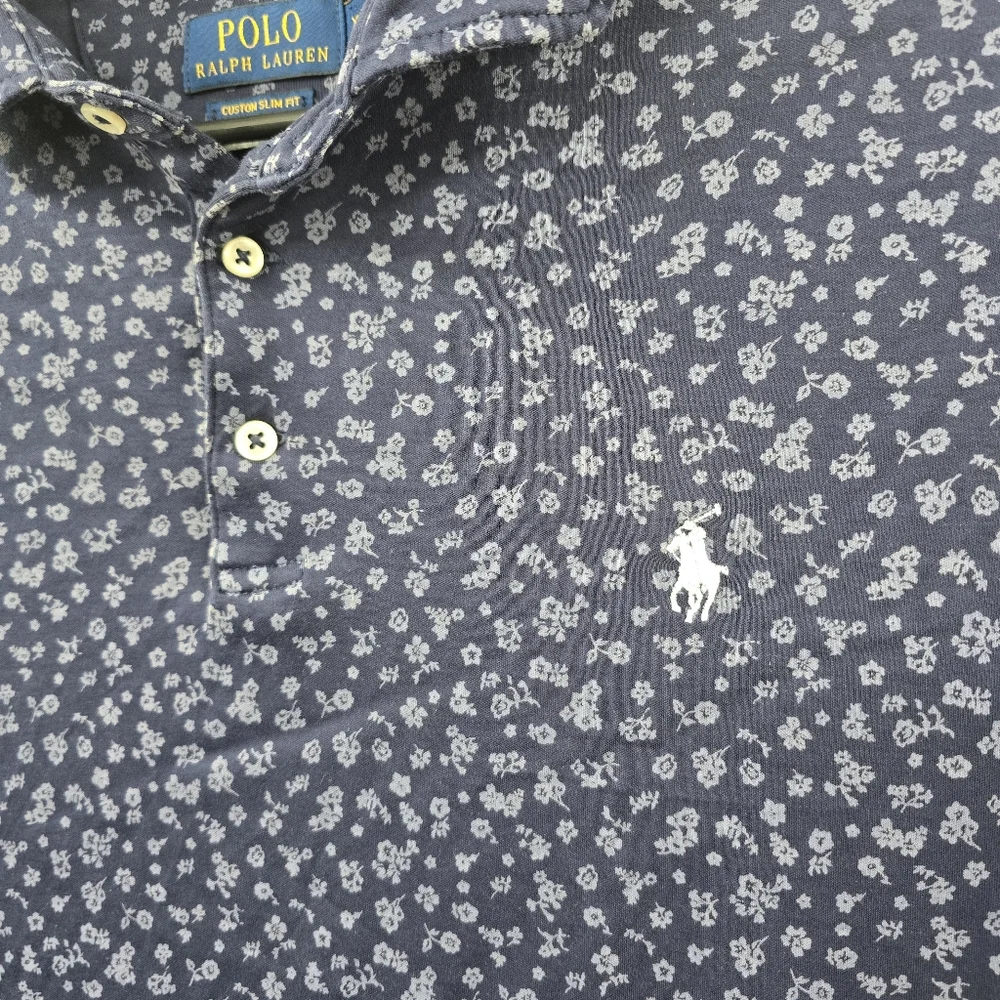Polo Ralph Lauren Men's Size XL Blue White Floral All Over Print Slim Fit Cotton - Picture 4 of 9